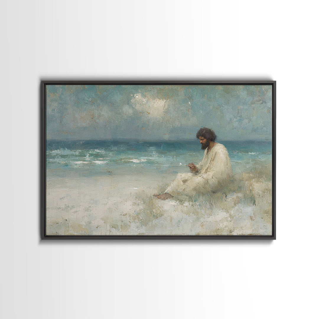 Desert Solitude, Framed Canvas Print, Christian Art Canvas, Jesus Art Print, Moody Christian Art, Christian Wall Art, Christian Decorations