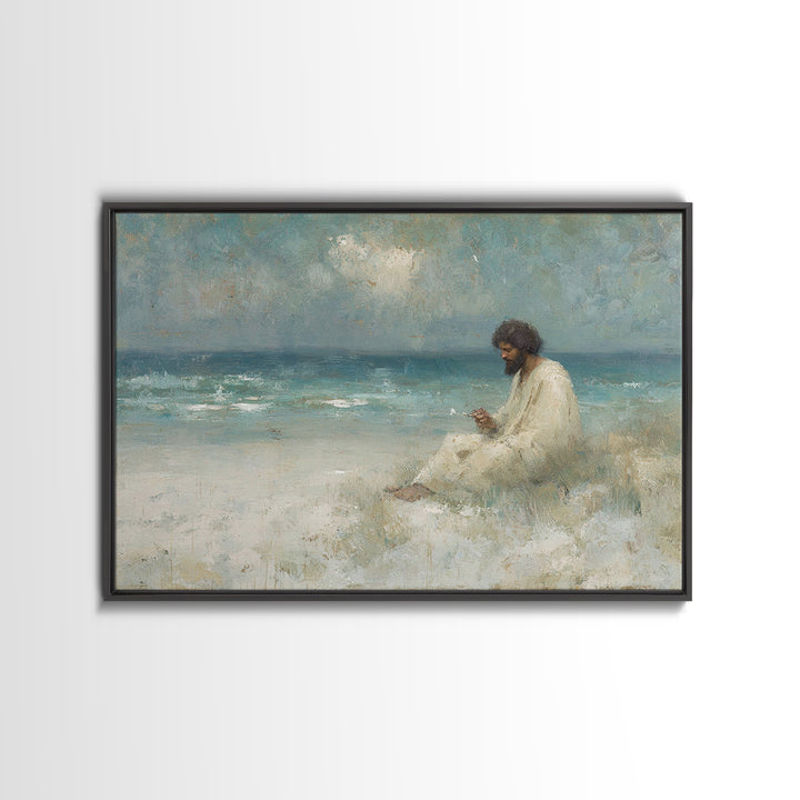 Desert Solitude, Framed Canvas Print, Christian Art Canvas, Jesus Art Print, Moody Christian Art, Christian Wall Art, Christian Decorations