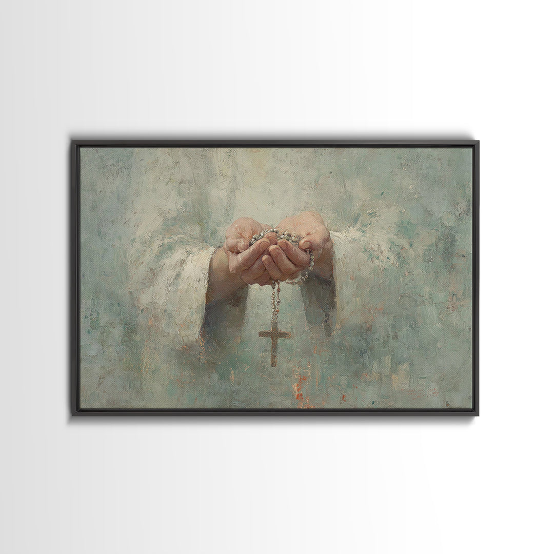 Prayerful Grace – Framed Canvas Print – Christian Art Canvas – Christian Wall Art – Christian Painting – Christian Art Work – Subtle Christ