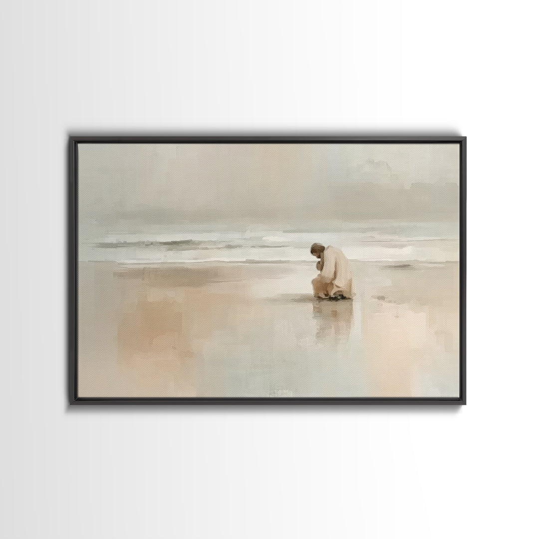 Solitary Grace, Framed Canvas Print, Christian Wall Art, Jesus Painting, Christian Art Canvas, Large Christian Art, Subtle Christian Art