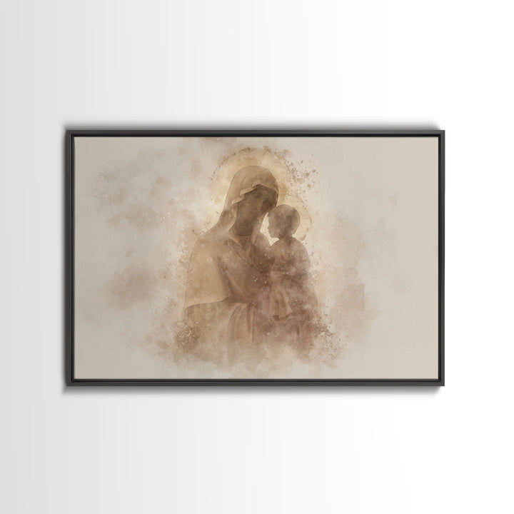 Radiant Innocence, Framed Canvas Print, Christian Wall Art, Mary And Jesus Painting, Christian Art Canvas, Large Christian Art, Modern Chri