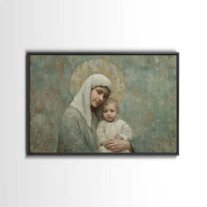 Halo Of Mercy | Framed Canvas Print | Mary And Jesus Painting | Christian Art | Christian Art Canvas | Christian Wall Art