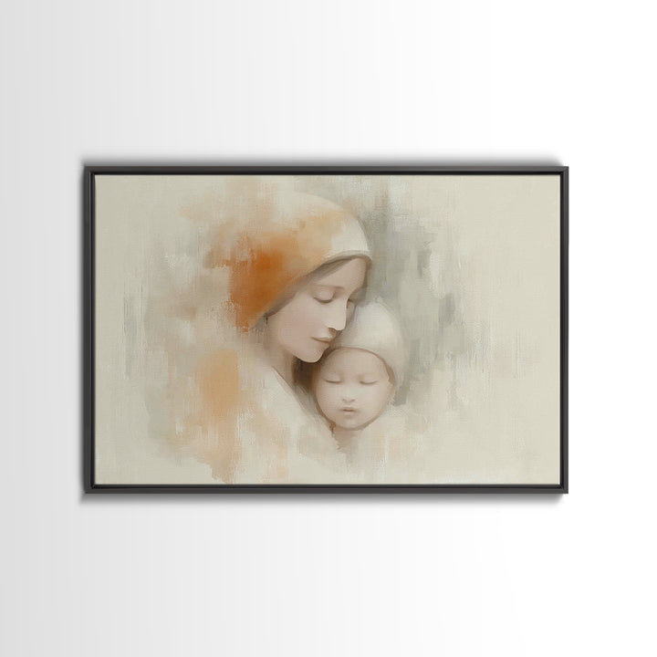 Serene Devotion | Framed Canvas Print | Christian Art | Mary And Jesus Painting | Christian Wall Art | Christian Art Canvas