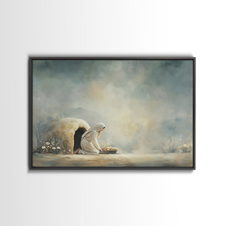 Gentle Shelter | Framed Canvas Print | Christian Art Canvas | Christian Wall Art | Christian Art | Mary And Jesus Painting