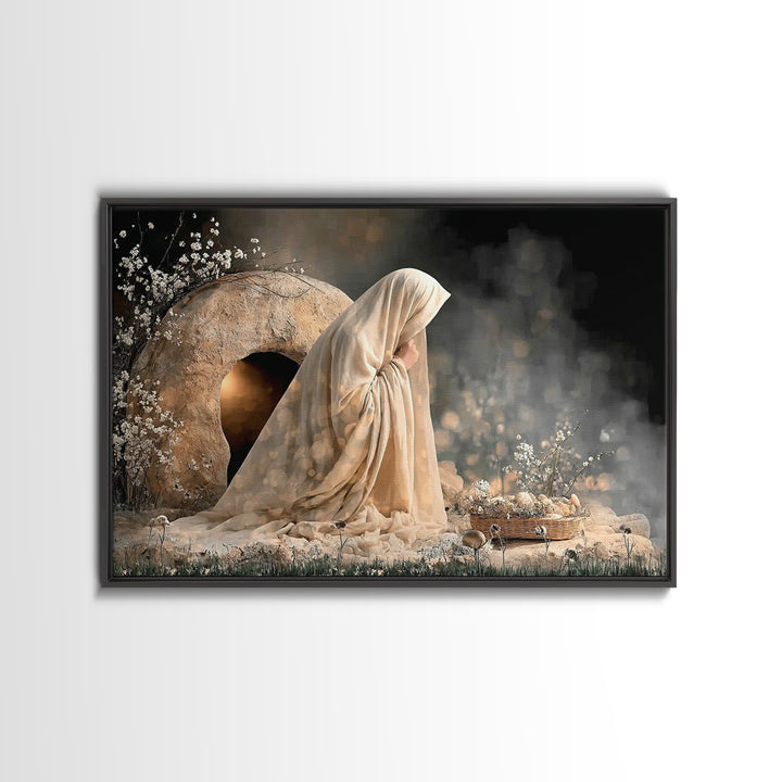 Quiet Bethlehem Night | Framed Canvas Print | Christian Wall Art | Christian Art Canvas | Mary And Jesus Painting | Christian Art