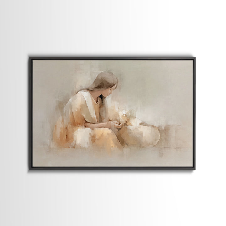 Gentle Offering Hope – Framed Canvas Print – Christian Decor – Christian Art Canvas – Christian Wall Art – Jesus Painting – Christian Gift
