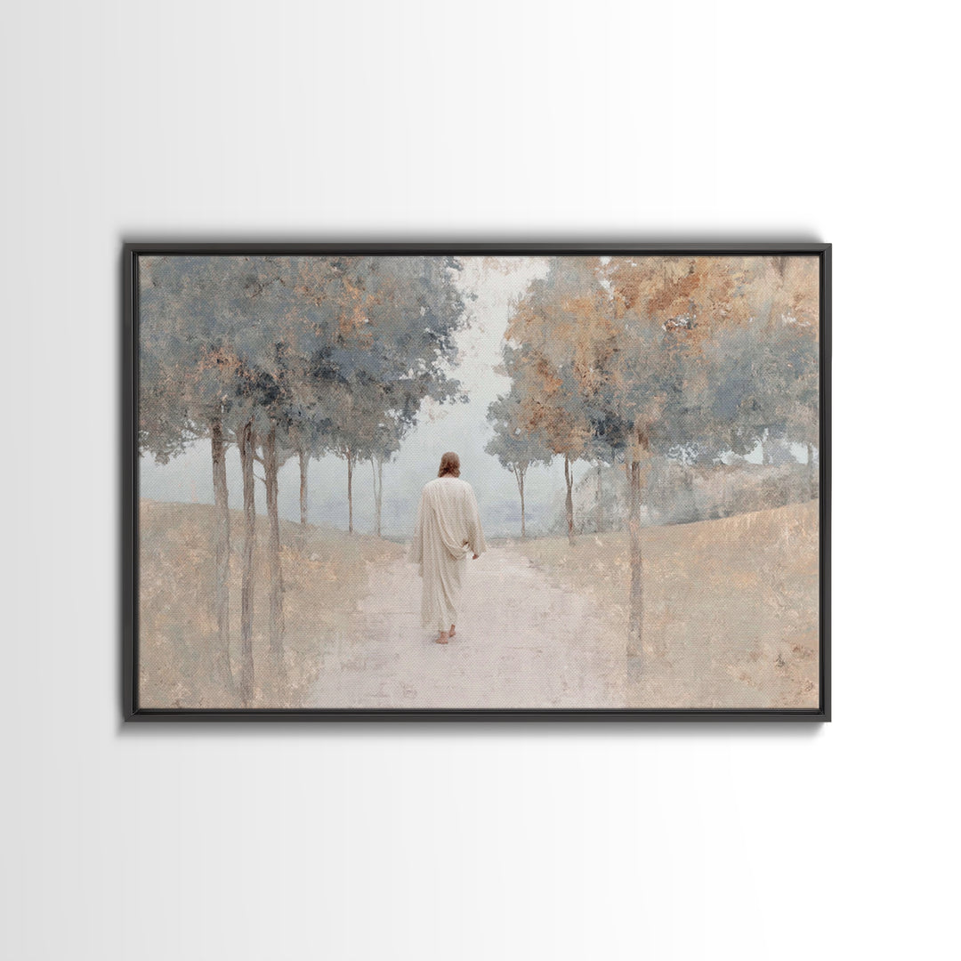 Peaceful Orchard Path – Framed Canvas Print – Christian Gift Ideas – Christian Wall Art – Christian Decor – Jesus Painting – Christian Art
