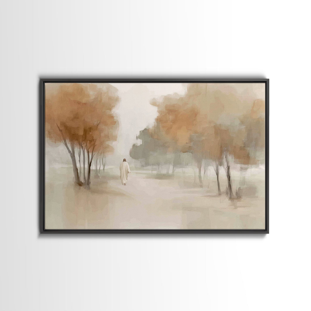 Autumn Grace Path – Framed Canvas Print – Christian Decor – Jesus Painting – Christian Art Canvas – Christian Wall Art – Christian Gift Ide