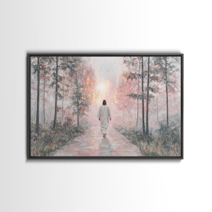Radiant Morning Path – Framed Canvas Print – Jesus Painting – Christian Wall Art – Christian Art Canvas – Christian Decor – Christian Gift
