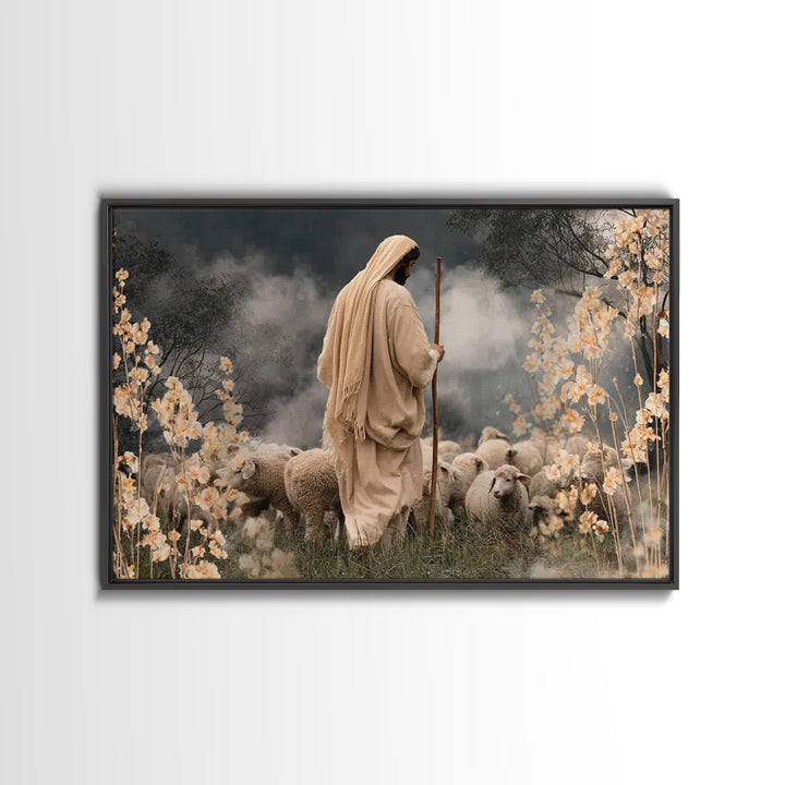 Staff Of Mercy | Framed Canvas Print | Jesus Painting | Christian Art Canvas | Christian Wall Art | Christian Art Print | Christian Gift