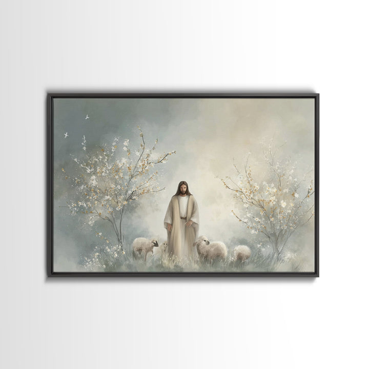 Blossoms Of Peace | Framed Canvas Print | Christian Wall Art | Jesus Painting | Christian Art Canvas | Modern Christian Painting | Christia