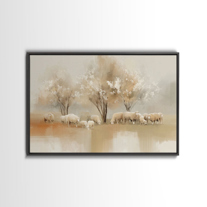 Pasture Blossoms – Framed Canvas Print – Christian Wall Art – Christian Art Canvas – Christian Painting – Subtle Christian Art – Christian