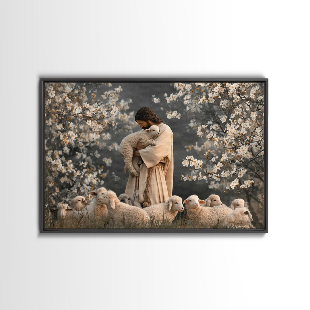 Lamb Of Comfort, Framed Canvas Print, Jesus Painting, Christian Art Canvas, Christian Wall Art, Christian Gift, Modern Christian Art