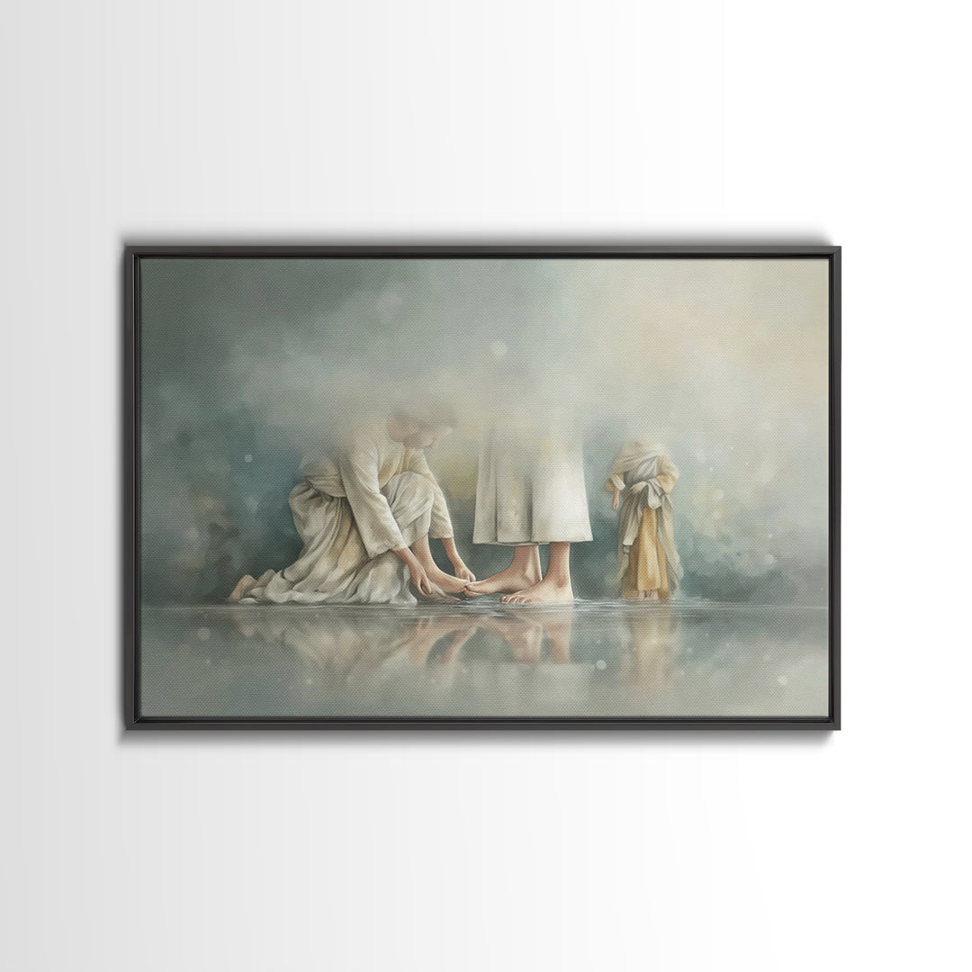 Footsteps Of Mercy, Framed Canvas Print, Christian Art Canvas, Moody Christian Art, Modern Christian Painting, Christian Wall Art, Christia