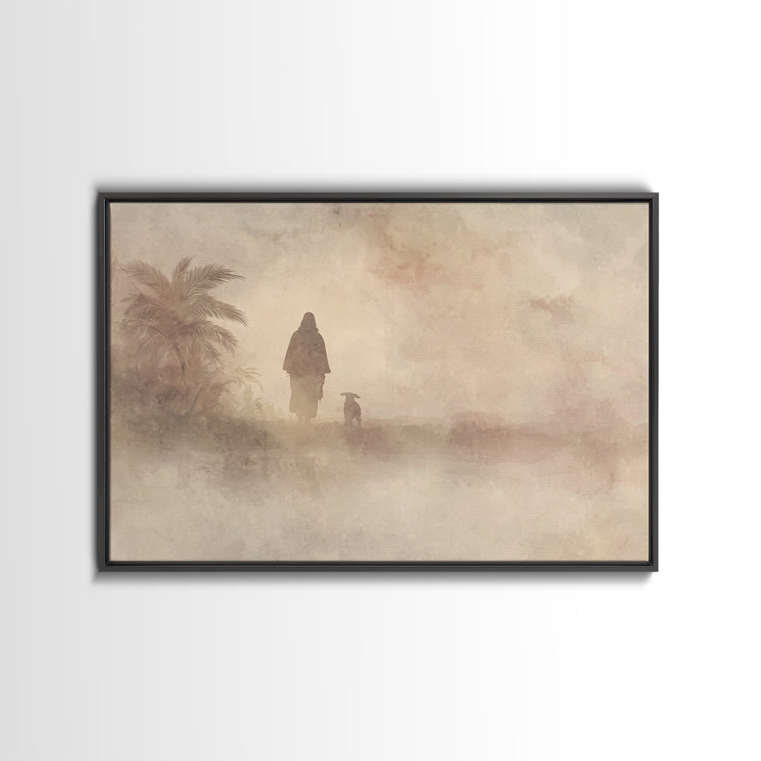 Desert Morning Hope – Framed Canvas Print – Christian Art Canvas – Christian Christmas Art – Christian Wall Art – Jesus Painting – Christia