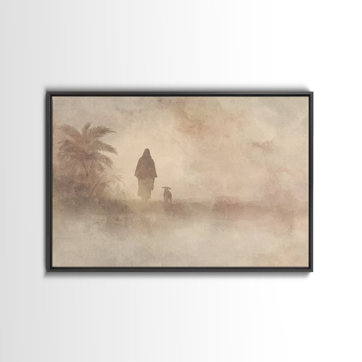 Desert Morning Hope – Framed Canvas Print – Christian Art Canvas – Christian Christmas Art – Christian Wall Art – Jesus Painting – Christia