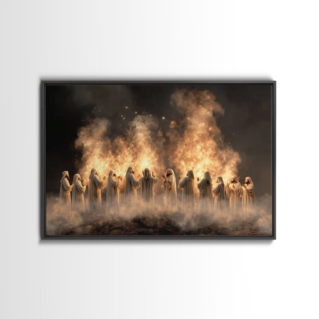 Tongues Of Glory – Framed Canvas Print – Christian Art Canvas – Christian Wall Art – Christian Christmas Art – Christian Art Gift – Christi