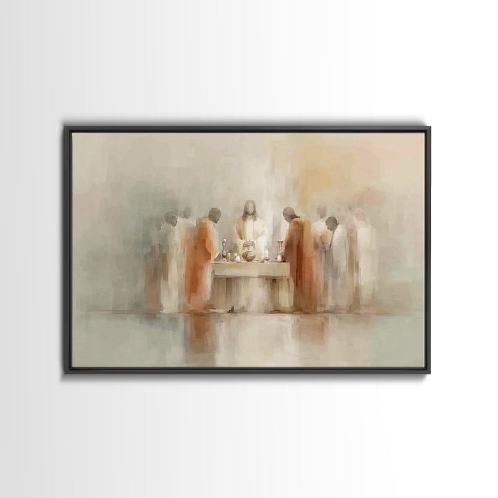 Celestial Supper, Framed Canvas Print, Christian Art Print, Jesus Painting, Christian Wall Art, Minimalist Christian Art, Christmas Art Pri
