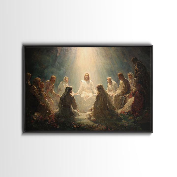 Divine Illumination, Framed Canvas Print, Christian Wall Art, Jesus Canvas Art, Modern Christian Painting, Christian Christmas Art, Christi