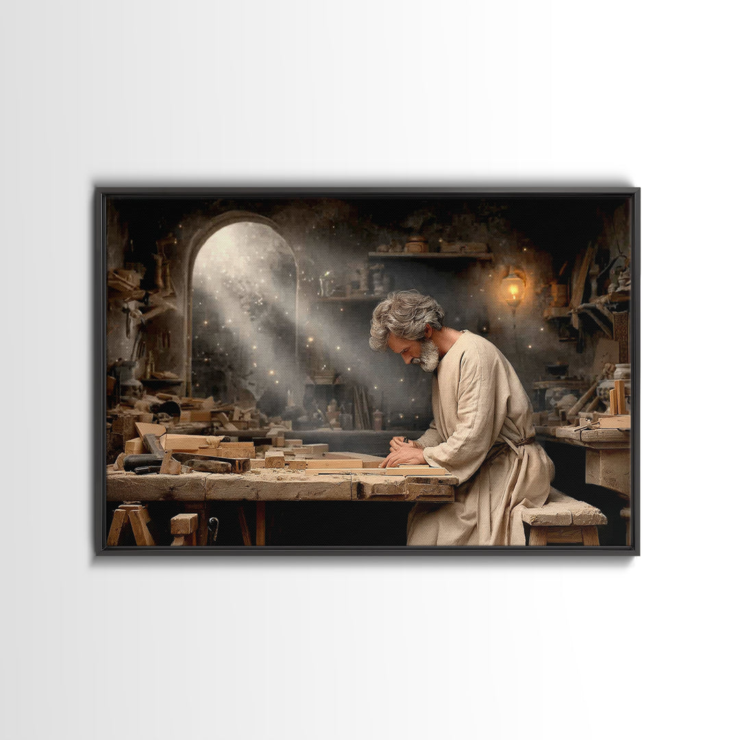 Shepherd’s Craft, Framed Canvas Print, Christian Art Canvas, Christian Wall Art, Jesus Painting, Moody Christian Art, Christian Gift, Chris