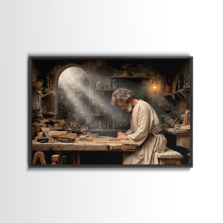 Shepherd’s Craft, Framed Canvas Print, Christian Art Canvas, Christian Wall Art, Jesus Painting, Moody Christian Art, Christian Gift, Chris