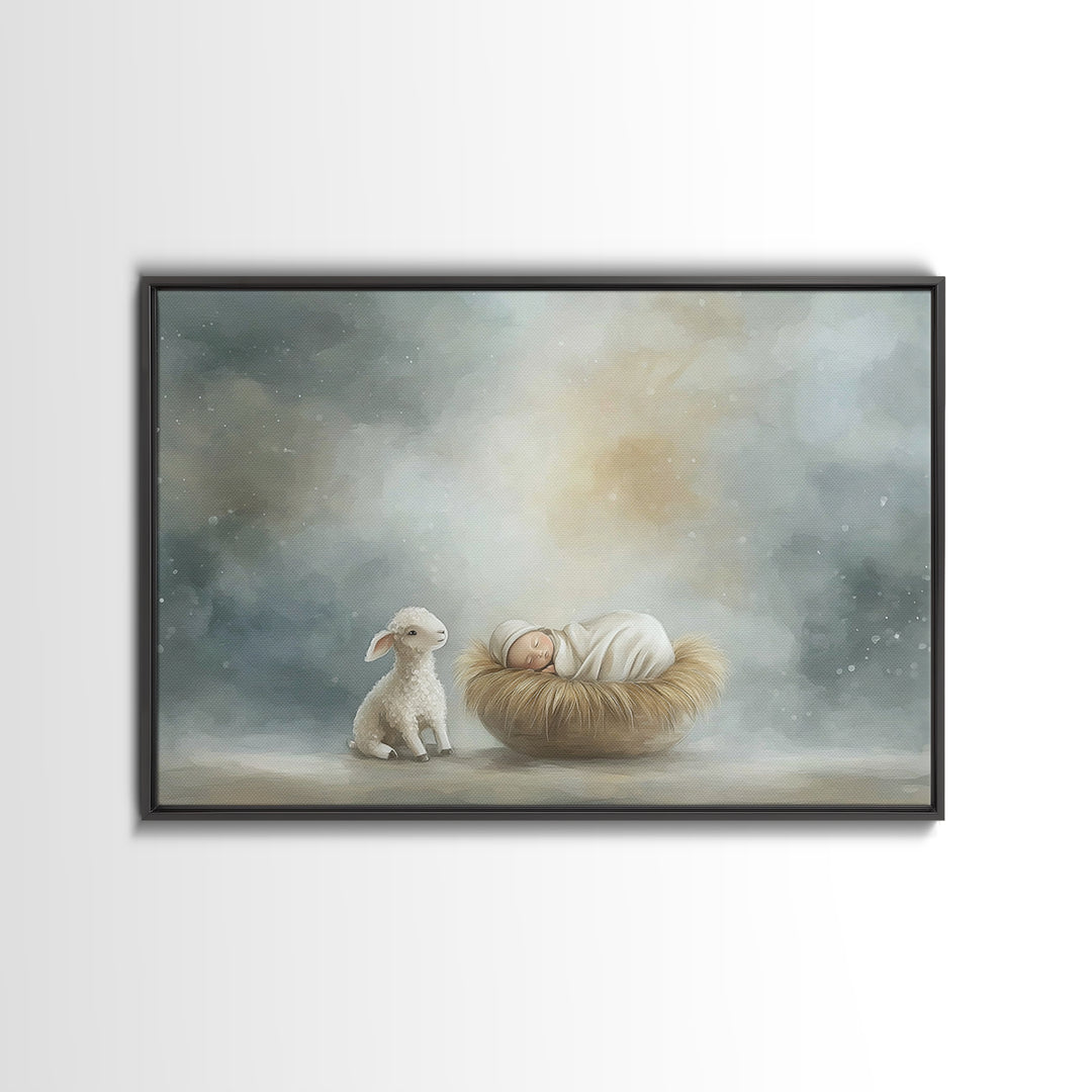 Heaven’s Cradle – Framed Canvas Print – Christian Christmas Art – Christian Wall Art – Christian Art Canvas – Modern Christian Art – Christ