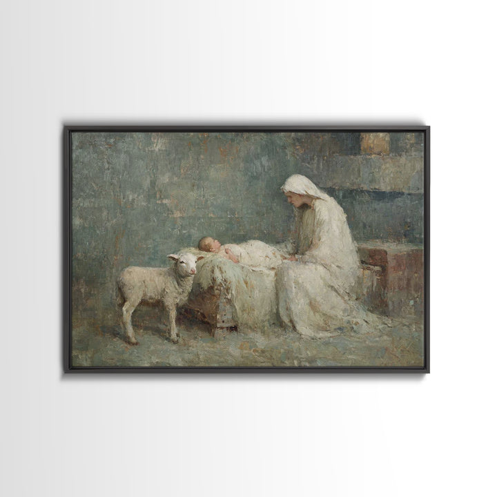 Mary’s Vigil – Framed Canvas Print – Christian Art Canvas – Vintage Christian Art – Christian Wall Art – Christian Paintings – Christian Gi