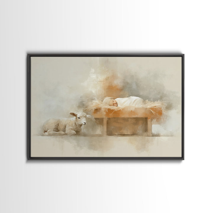 Peaceful Arrival – Framed Canvas Print – Christian Wall Art – Christian Art Canvas – Minimalist Christian Art – Christian Christmas – Chris
