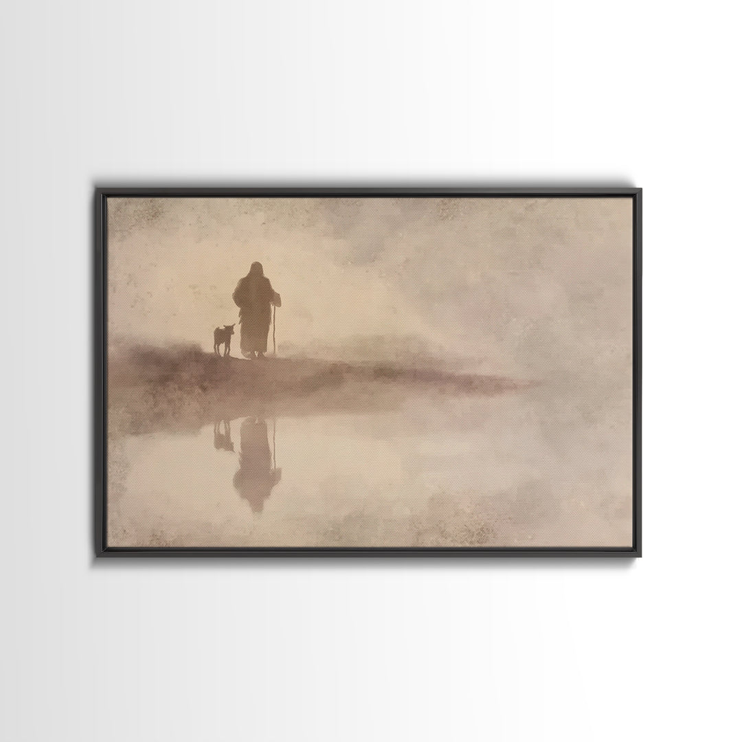 Shepherd’s Walk – Framed Canvas Print – Christian Wall Art – Christian Art Canvas – Christian Art Work – Moody Christian Art – Christian Gi