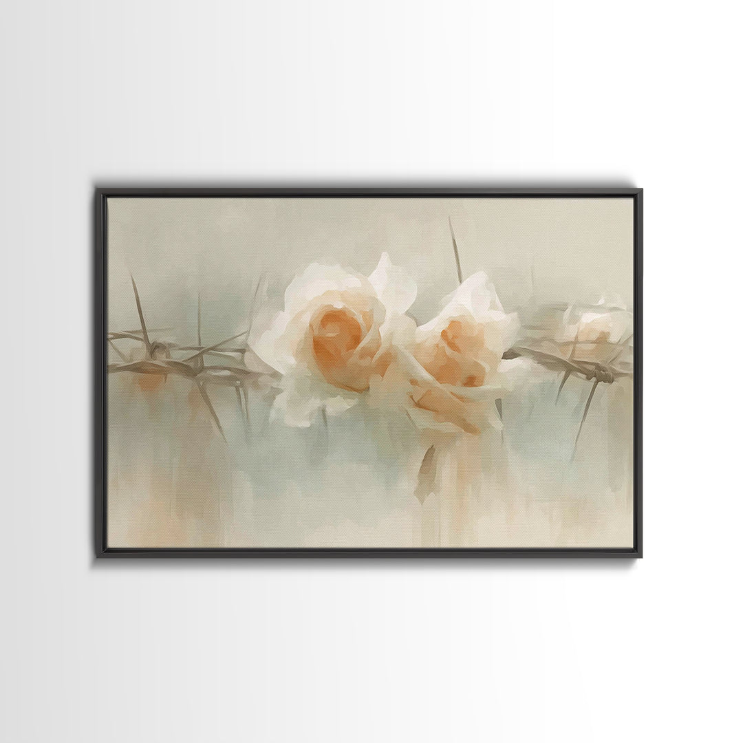 Roses Of Mercy – Framed Canvas Print – Christian Art Prints – Christian Wall Art – Abstract Christian Art – Subtle Christian Art – Christia