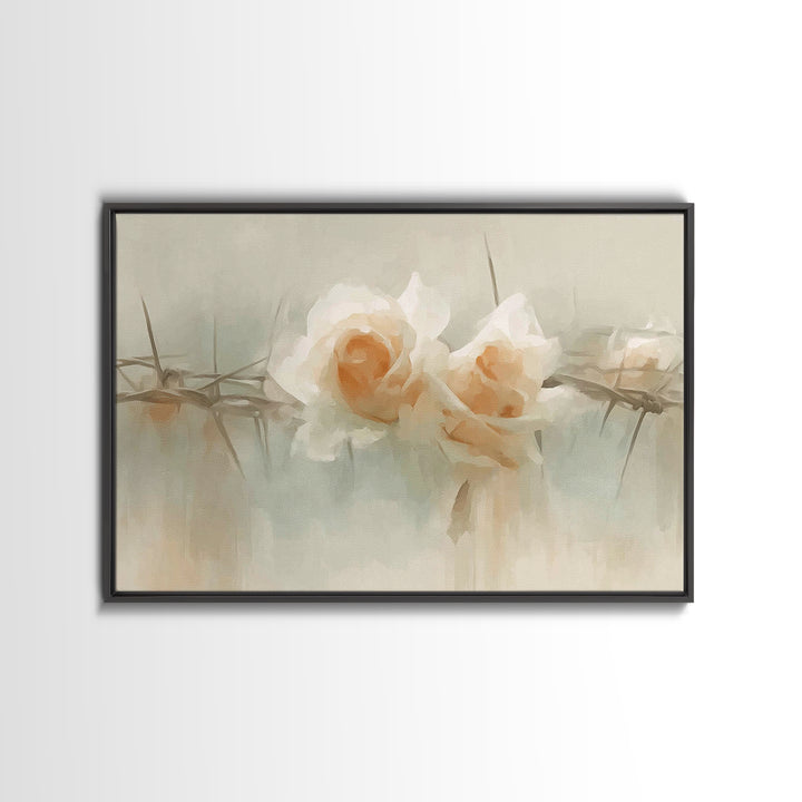 Roses Of Mercy – Framed Canvas Print – Christian Art Prints – Christian Wall Art – Abstract Christian Art – Subtle Christian Art – Christia