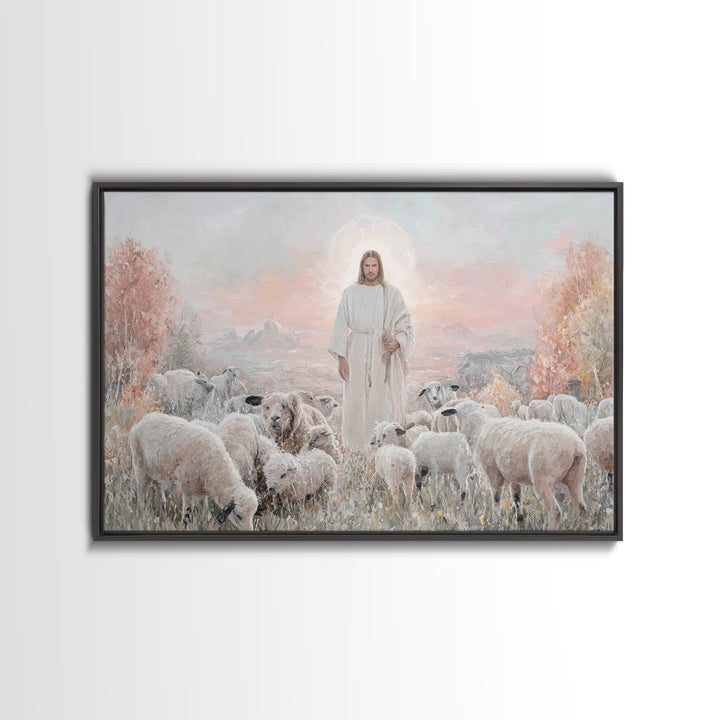 Radiant Shepherd Grace – Framed Canvas Print – Christian Wall Art – Jesus Painting – Christian Art Canvas – Christian Christmas Art – Chris