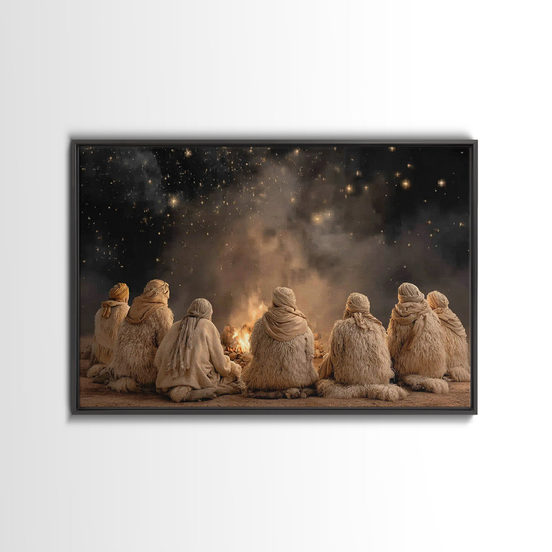 Shepherds In Wonder – Framed Canvas Print – Christian Wall Art – Christmas Art – Christian Christmas Art – Jesus Painting – Christian Art C