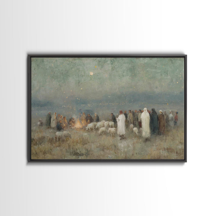Night Of Shepherds – Framed Canvas Print – Christmas Wall Art – Christian Art Canvas – Christian Christmas Art – Christian Decor – Jesus Pa