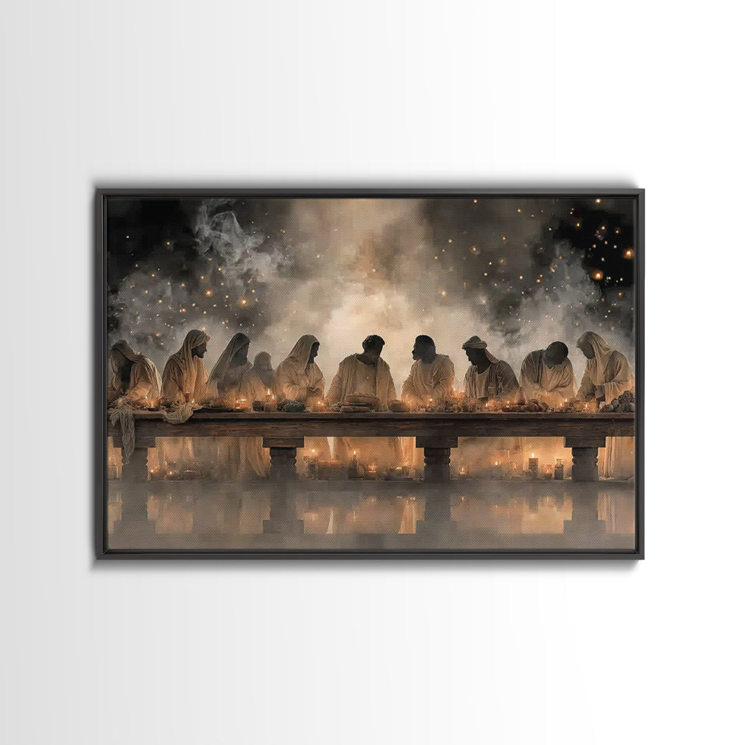 Heavenly Last Supper – Framed Canvas Print – Christian Wall Art – Jesus Painting – Christian Art Canvas – Christian Art – Modern Christian