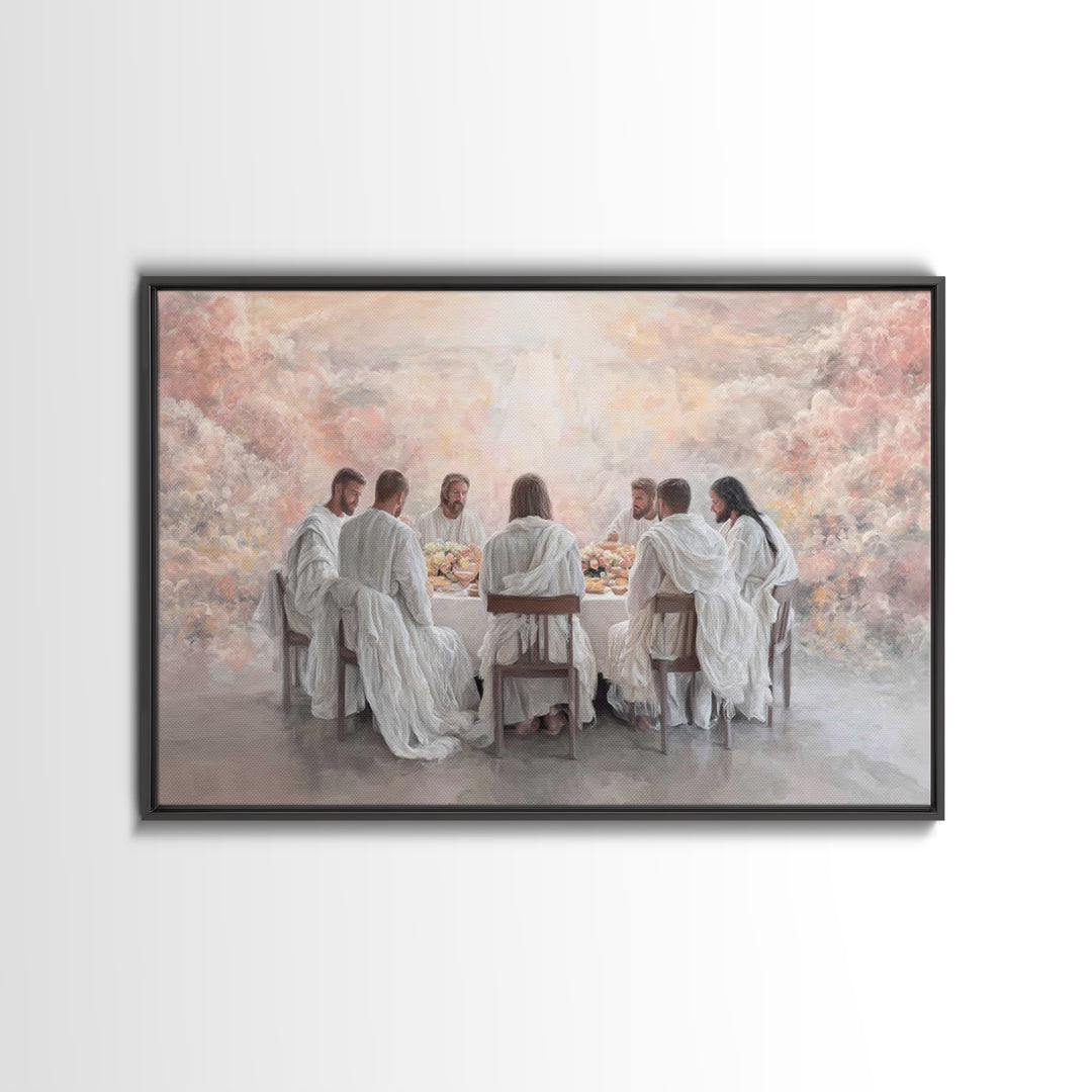 Heavenly Supper Light | Framed Canvas Print | Christian Wall Art | Jesus Painting | Christian Art Canvas | Modern Christian Art | Christian