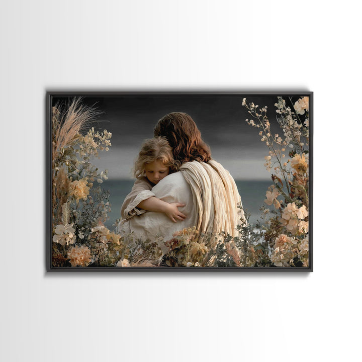 Embrace Of Peace | Framed Canvas Print | Jesus Painting | Christian Wall Art | Christian Art Canvas | Subtle Christian Art | Christian Deco