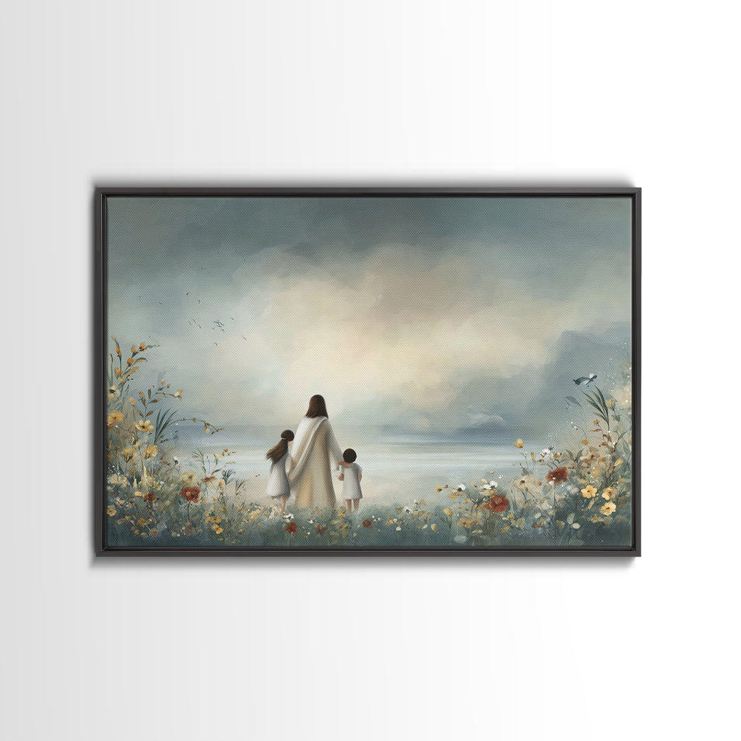 Gentle Path Hope | Framed Canvas Print | Christian Art Canvas | Christian Wall Art | Jesus Painting | Minimalist Christian Art | Christian