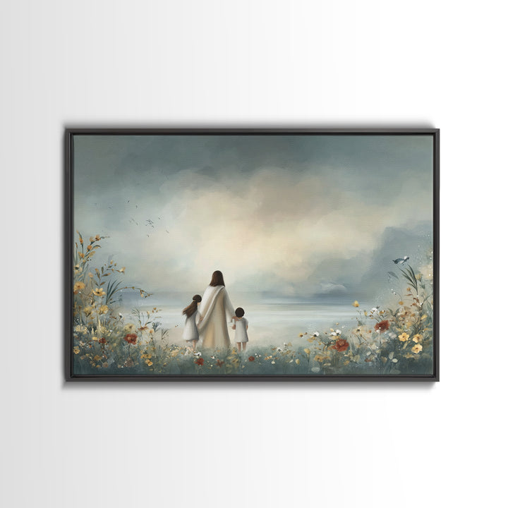 Gentle Path Hope | Framed Canvas Print | Christian Art Canvas | Christian Wall Art | Jesus Painting | Minimalist Christian Art | Christian