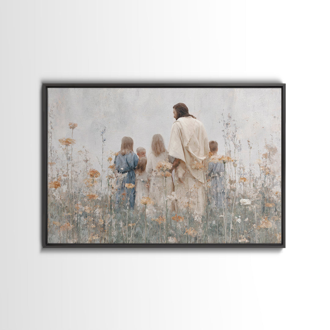 Children Of Grace | Framed Canvas Print | Christian Art Canvas | Christian Paintings | Large Jesus Painting | Christian Decor | Christmas W