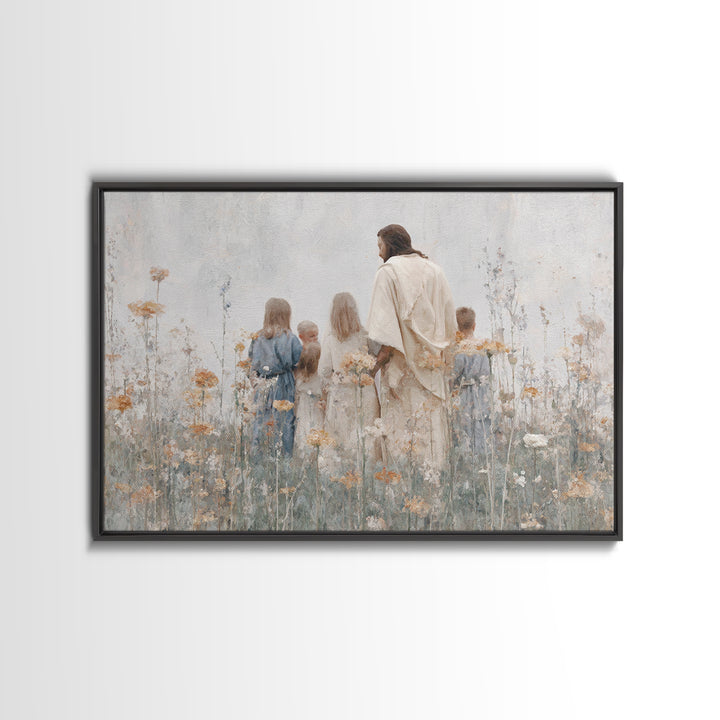 Children Of Grace | Framed Canvas Print | Christian Art Canvas | Christian Paintings | Large Jesus Painting | Christian Decor | Christmas W
