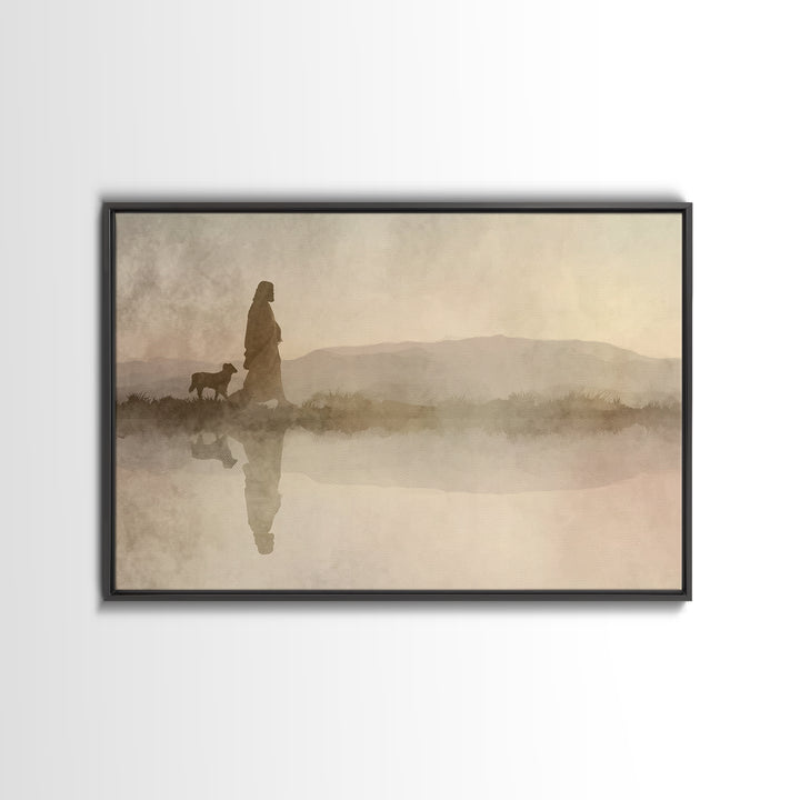 Dawnlight Promise – Framed Canvas Print – Christian Art Painting – Jesus Canvas Art – Christian Decor For Home – Subtle Christian Art – Chr