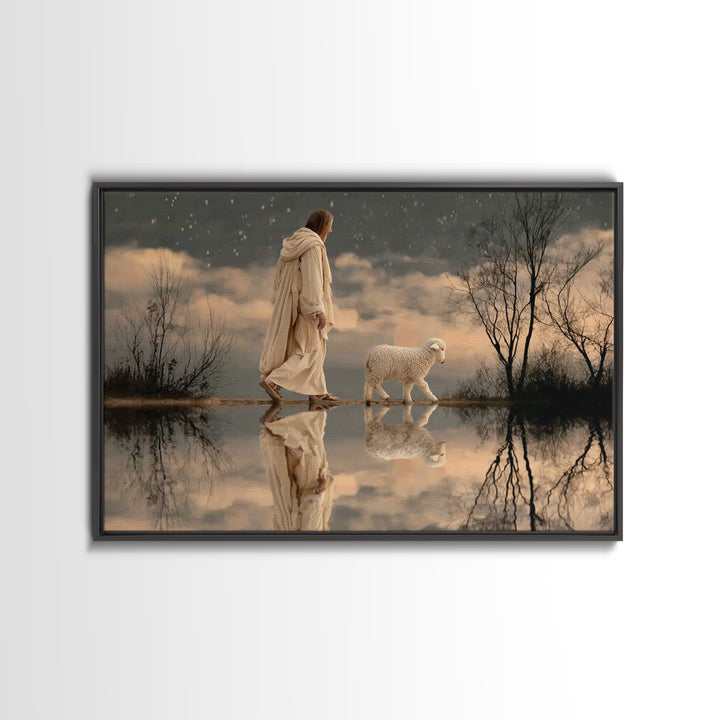 Night Watch Grace, Framed Canvas Print, Christian Christmas Art, Jesus Wall Art, Christian Art Canvas, Moody Christian Art, Framed Christma
