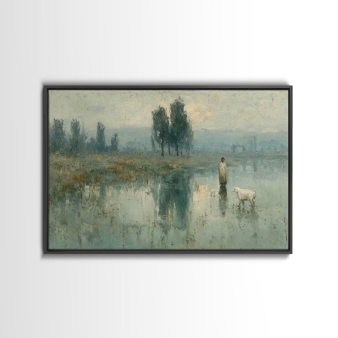Silent Meadow Hope – Framed Canvas Print – Christian Art Canvas – Jesus Painting – Minimalist Christian Art – Christian Gift – Christmas Ar