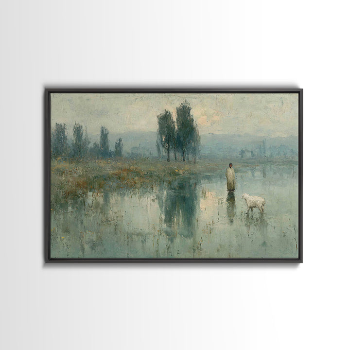 Silent Meadow Hope – Framed Canvas Print – Christian Art Canvas – Jesus Painting – Minimalist Christian Art – Christian Gift – Christmas Ar