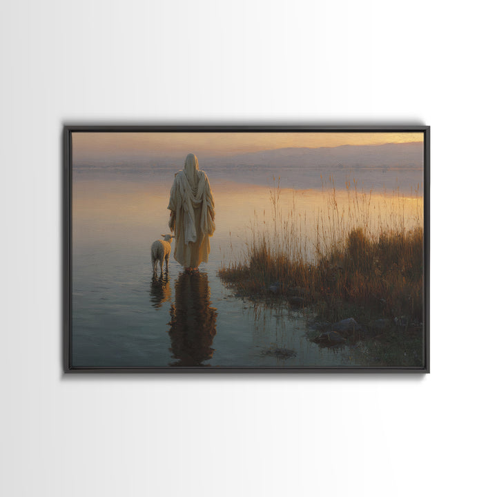 Dawn Of The Shepherd – Framed Canvas Print – Christian Wall Art – Jesus Painting – Christian Art Canvas – Moody Christmas Art – Christian G