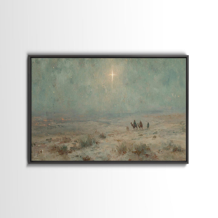 Star Of Bethlehem | Framed Canvas Print | Christmas Art | Christian Wall Art | Christian Art Canvas | Vintage Christian Art | Christian Chr
