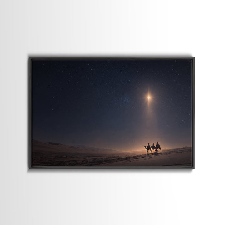 Holy Night Journey, Framed Canvas Print, Christian Art Canvas, Christmas Wall Art, Modern Christian Art, Christian Christmas Art, Christian