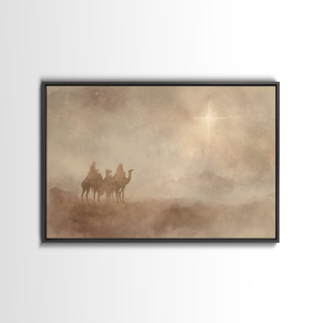 Desert Star Watch | Framed Canvas Print | Christian Art Work | Christmas Art Prints | Moody Christmas Art | Christian Wall Art | Christmas