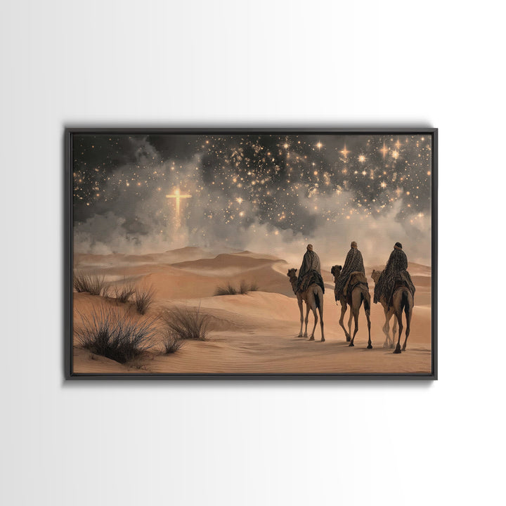Radiant Desert Star – Framed Canvas Print – Christian Christmas Art – Christian Wall Art – Christmas Art Prints – Christian Art Canvas – La